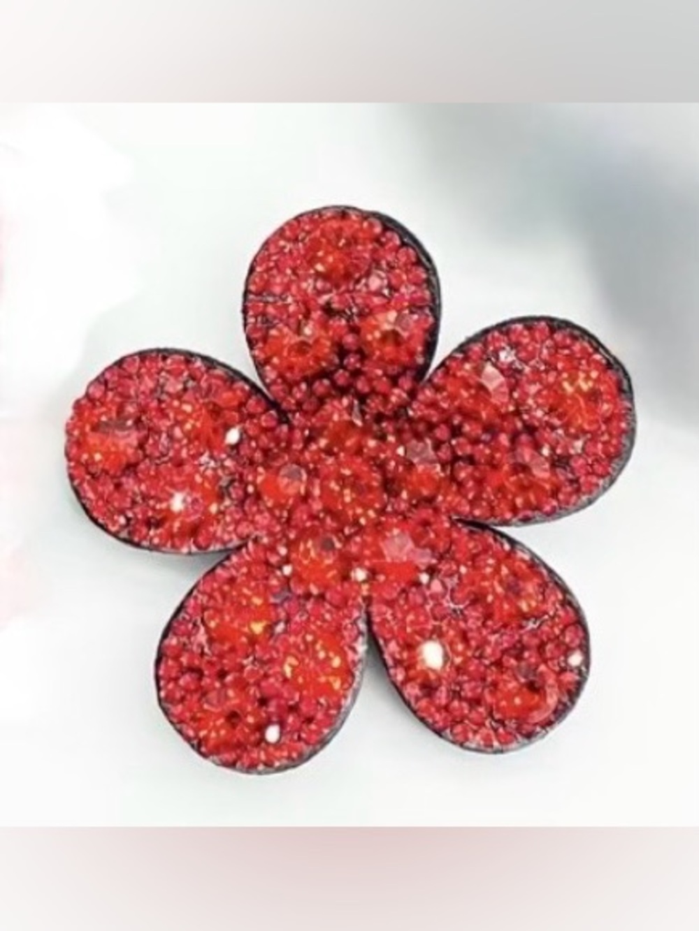 Red & Black Crystal Flower Embellishment Sew-on Clothing, Crafts, Home Decor NWT